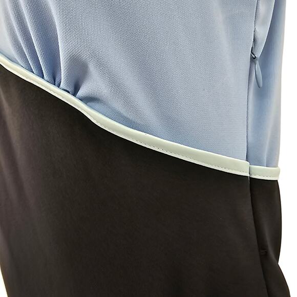 VTG Express Womans size 1/2 Sleeveless Ruffle Hem Midi Sheath Dress Blue Y2K - Picture 4 of 8